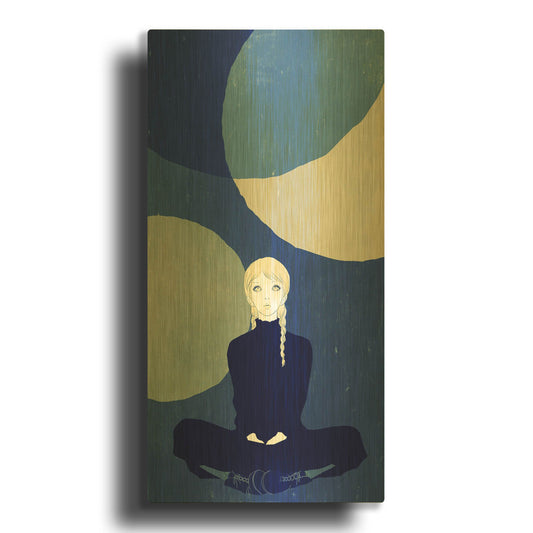 'Blue Planets' By Sai Tamiya Gold Metal Wall Art