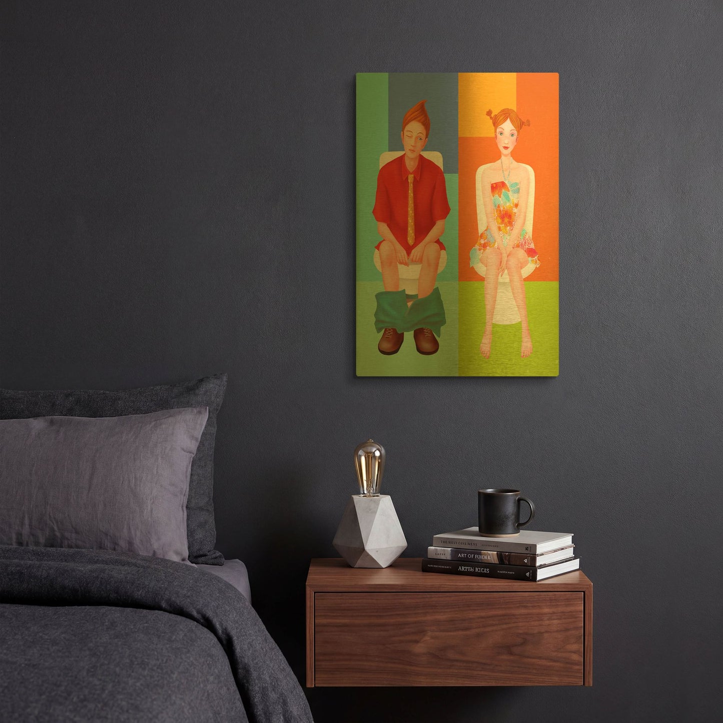'Boy Meets Girl' By Sai Tamiya Gold Metal Wall Art