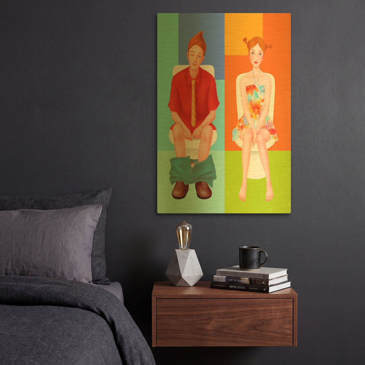 'Boy Meets Girl' By Sai Tamiya Gold Metal Wall Art