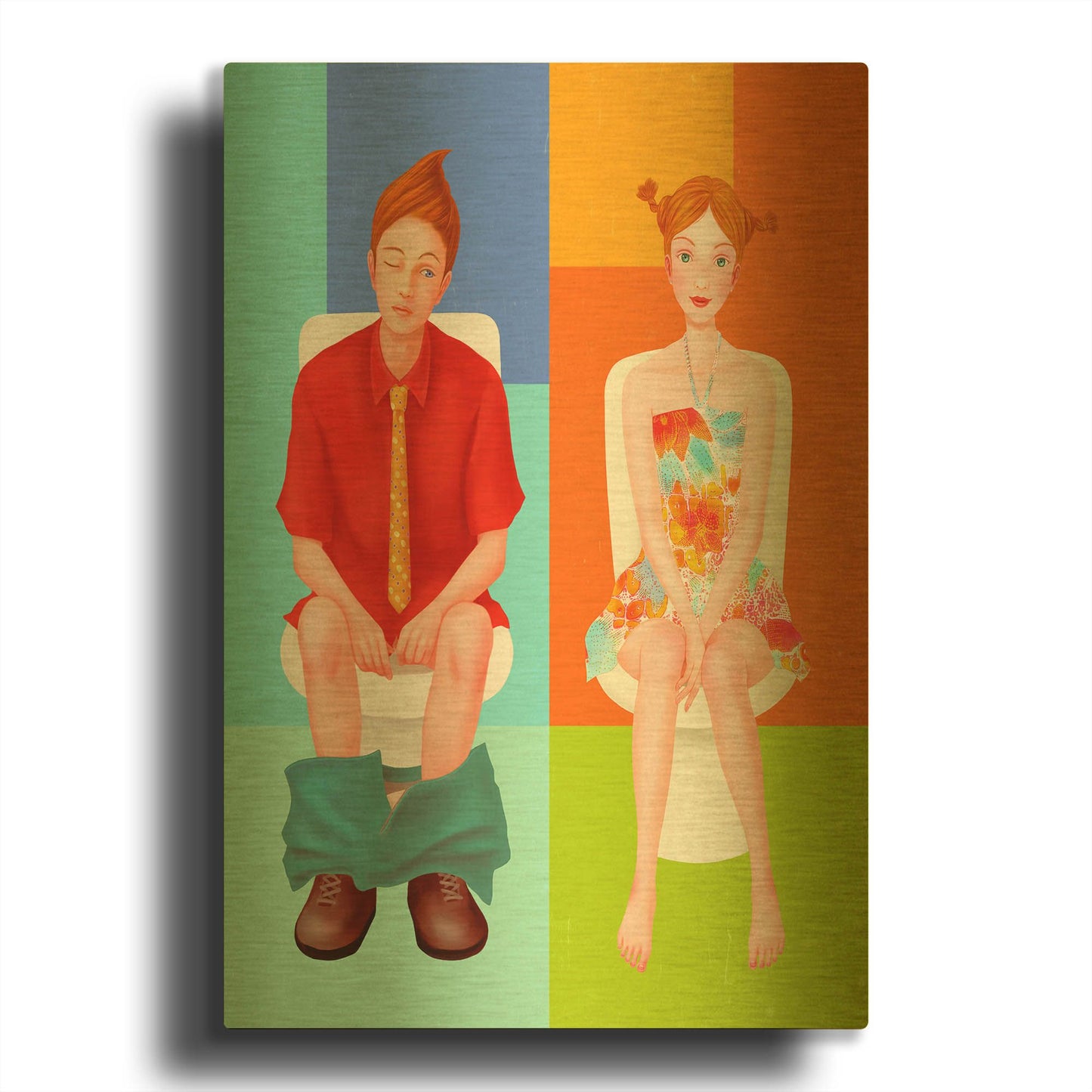 'Boy Meets Girl' By Sai Tamiya Gold Metal Wall Art