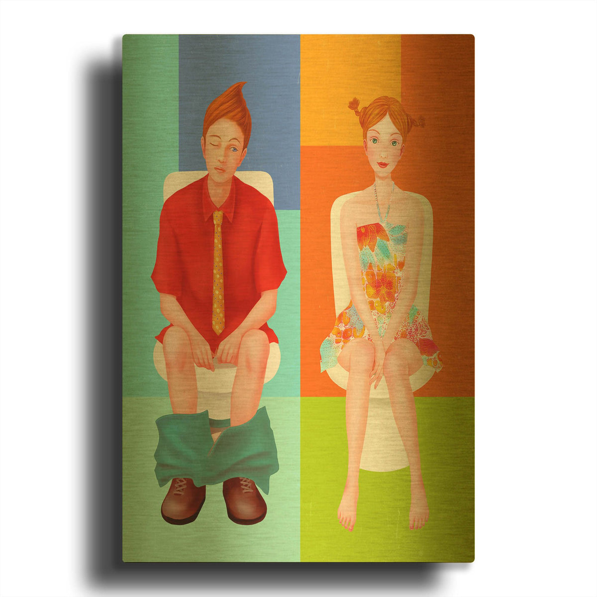 'Boy Meets Girl' By Sai Tamiya Gold Metal Wall Art