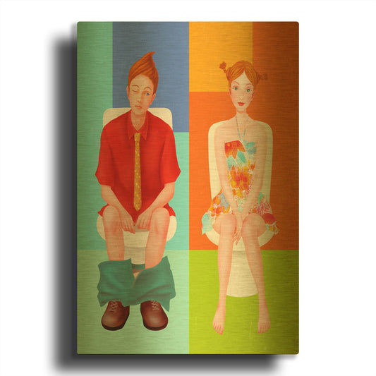 'Boy Meets Girl' By Sai Tamiya Gold Metal Wall Art