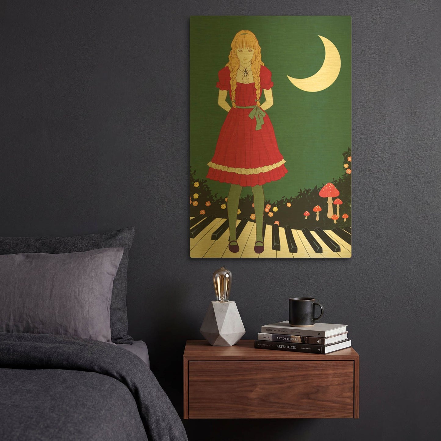 'Crescent Moon' By Sai Tamiya Gold Metal Wall Art