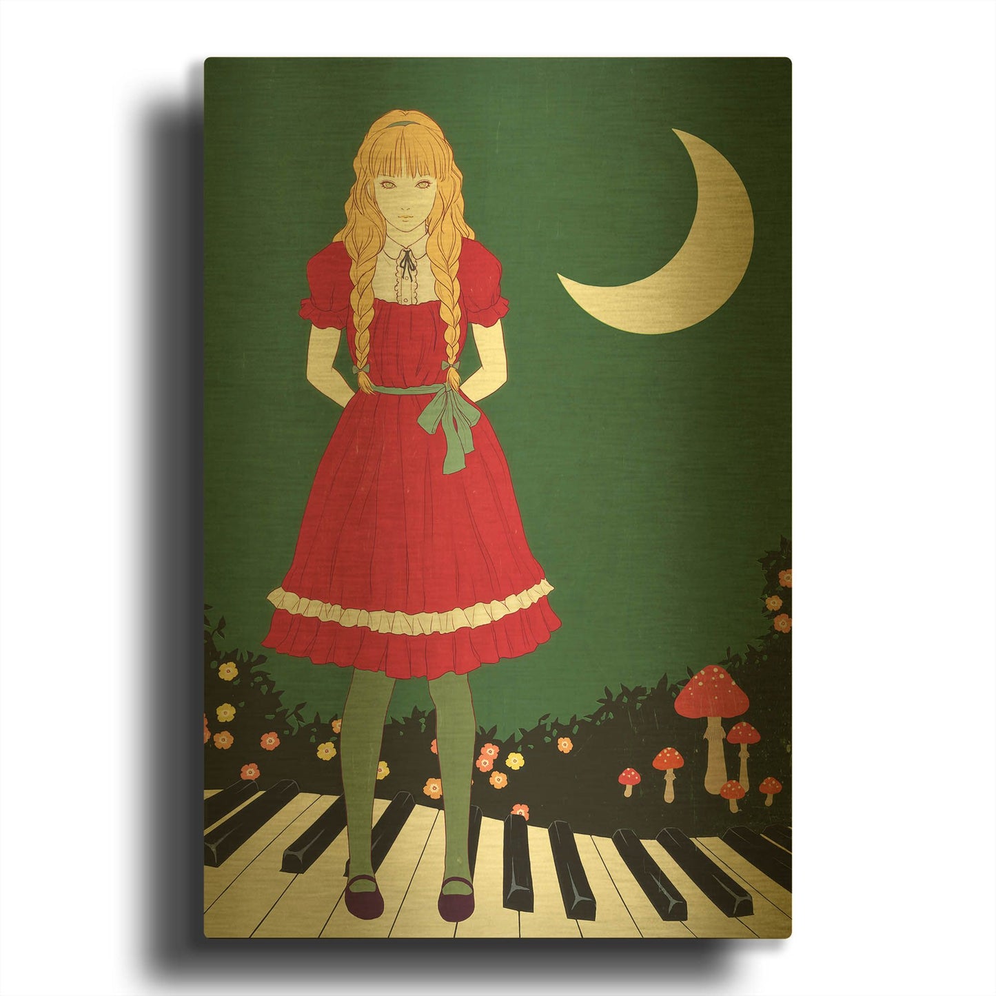 'Crescent Moon' By Sai Tamiya Gold Metal Wall Art