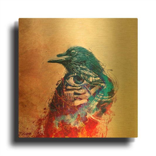 'Ravenscry' By Mario Sanchez Nevado Gold Metal Wall Art