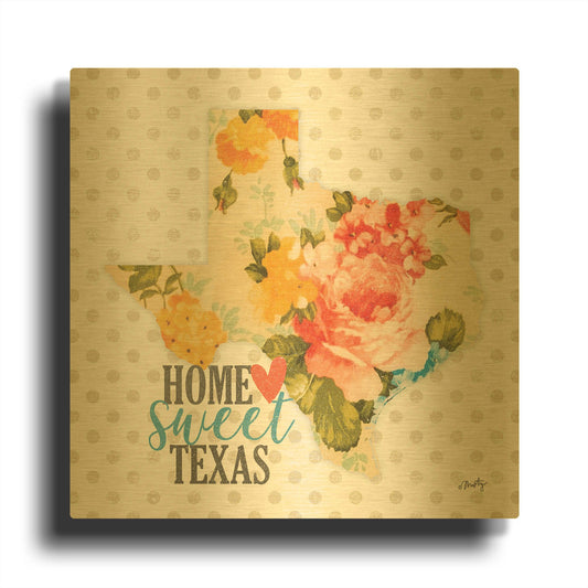 'Home Sweet Texas Floral' By Misty Michelle Gold Metal Wall Art