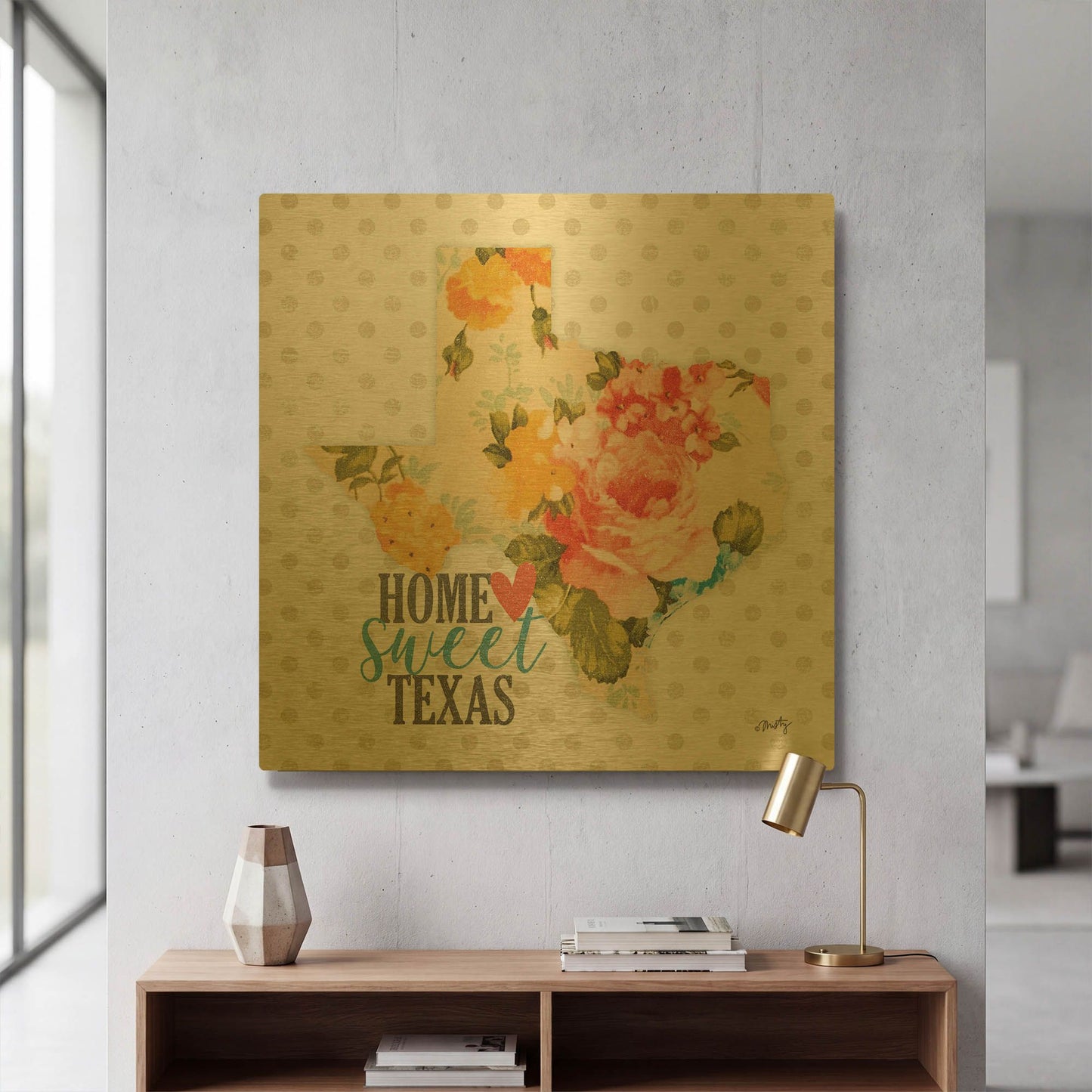 'Home Sweet Texas Floral' By Misty Michelle Gold Metal Wall Art