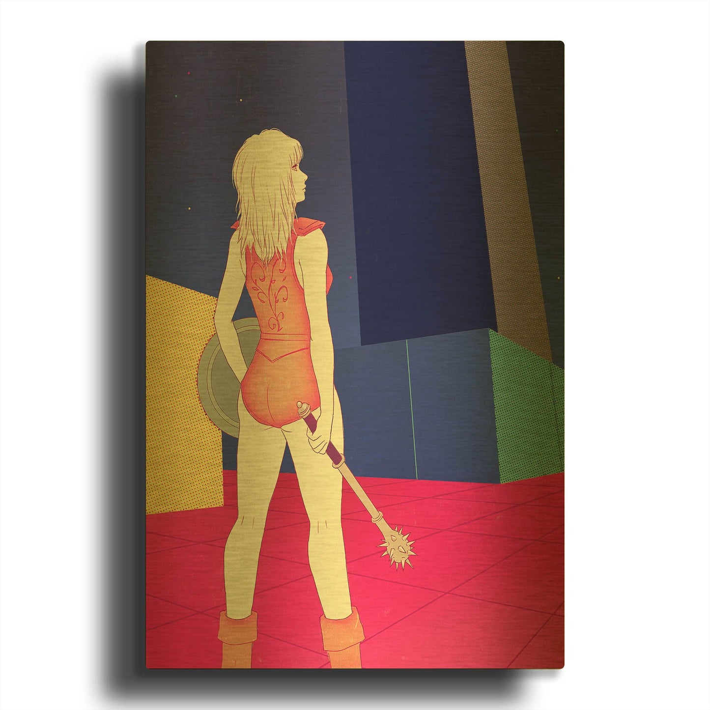 'Digital Labyrinth' By Sai Tamiya Gold Metal Wall Art