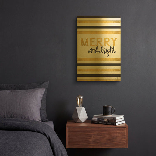'Merry and Bright' By Misty Michelle Gold Metal Wall Art