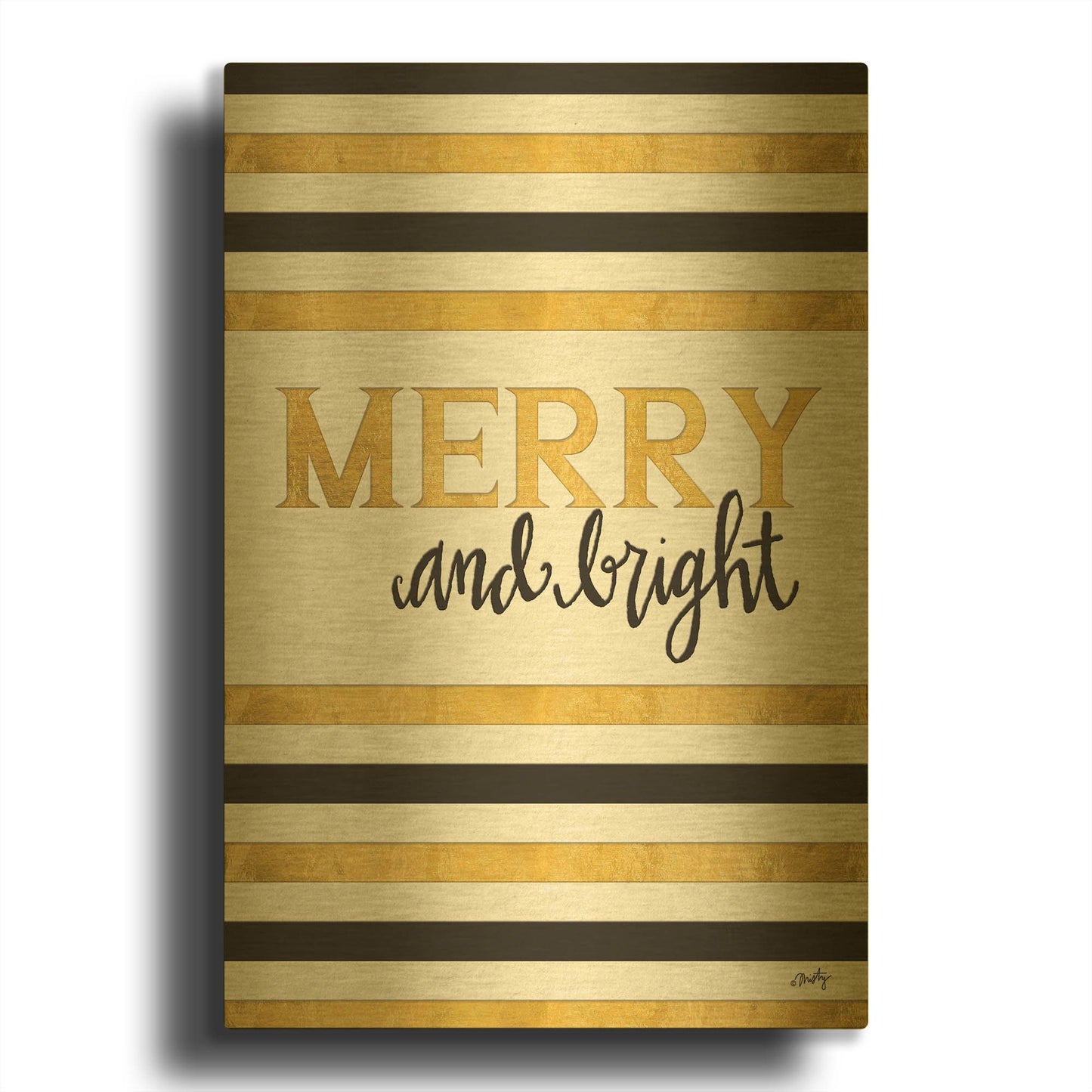 'Merry and Bright' By Misty Michelle Gold Metal Wall Art