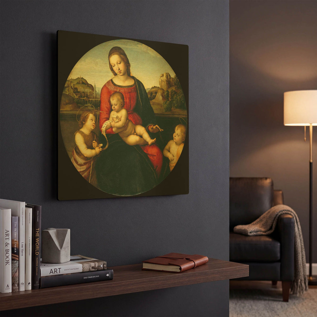 'Madonna with Child, St. John and a Child Saint' By Raphael Gold Metal Wall Art