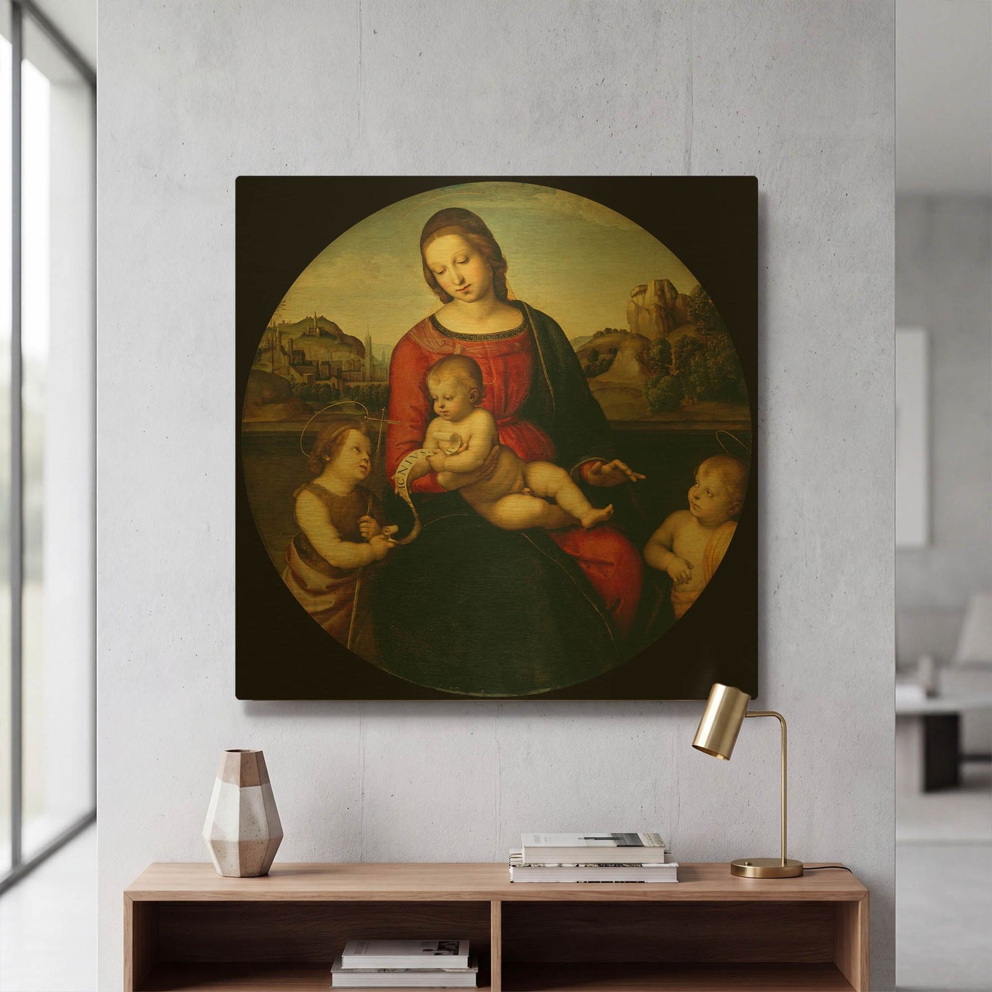 'Madonna with Child, St. John and a Child Saint' By Raphael Gold Metal Wall Art