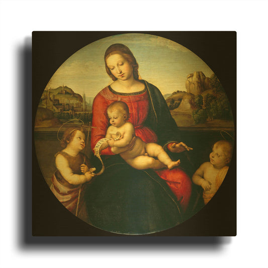 'Madonna with Child, St. John and a Child Saint' By Raphael Gold Metal Wall Art