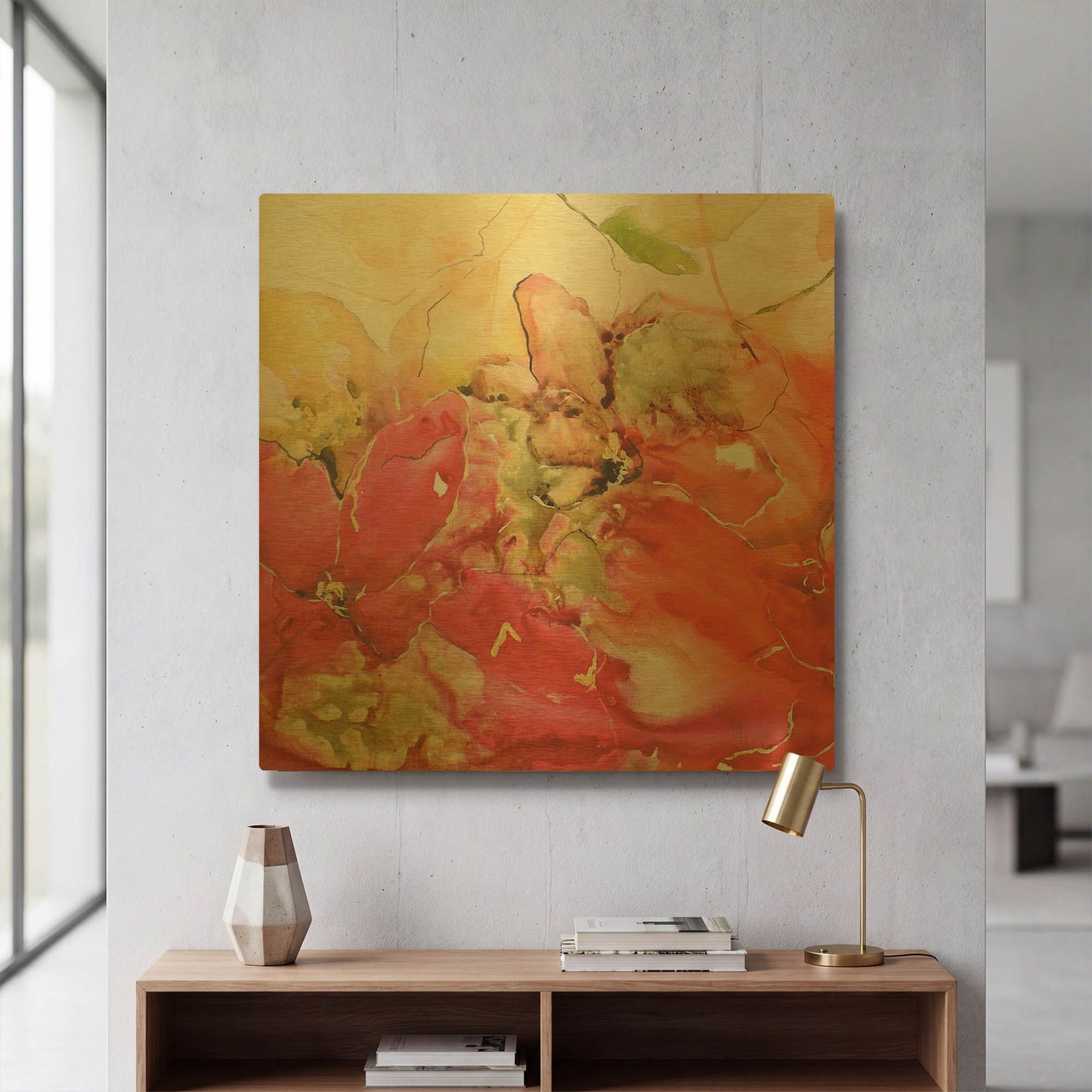 'En Naranjas I' By Leticia Herrera Gold Metal Wall Art