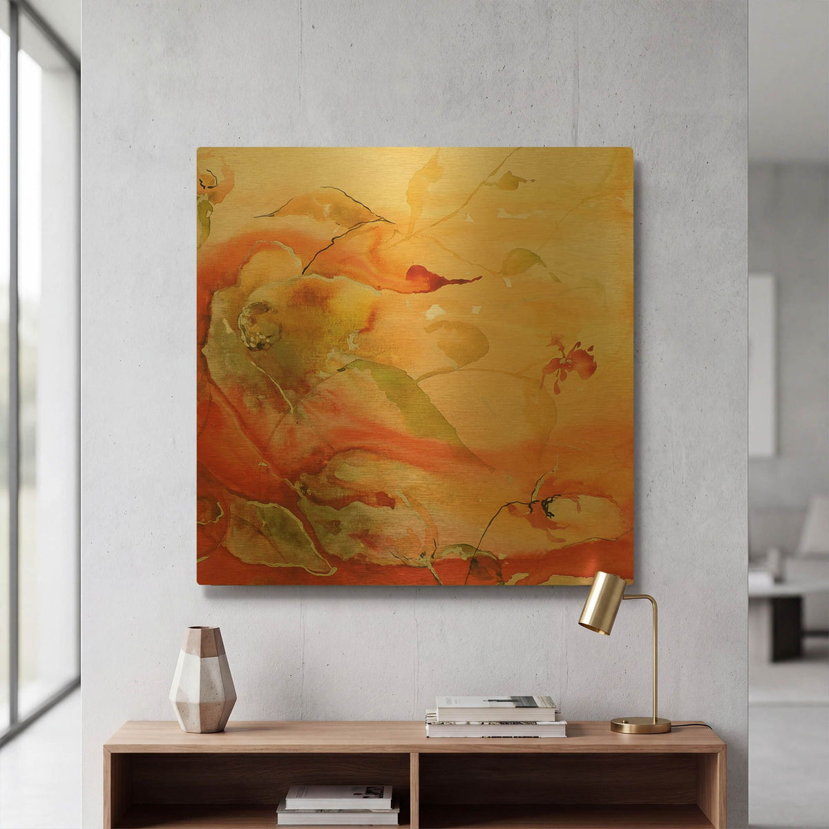 'En Naranjas II' By Leticia Herrera Gold Metal Wall Art