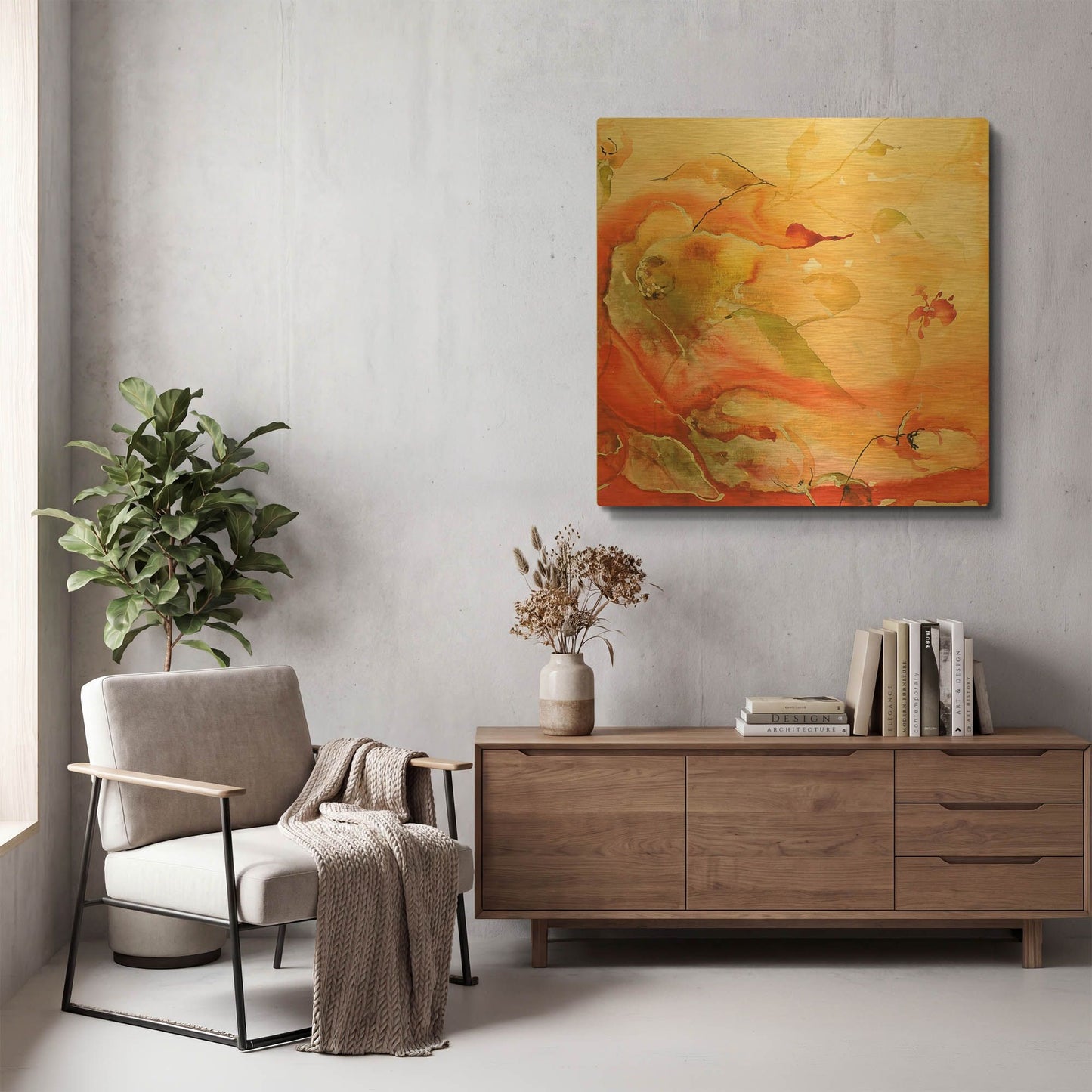 'En Naranjas II' By Leticia Herrera Gold Metal Wall Art