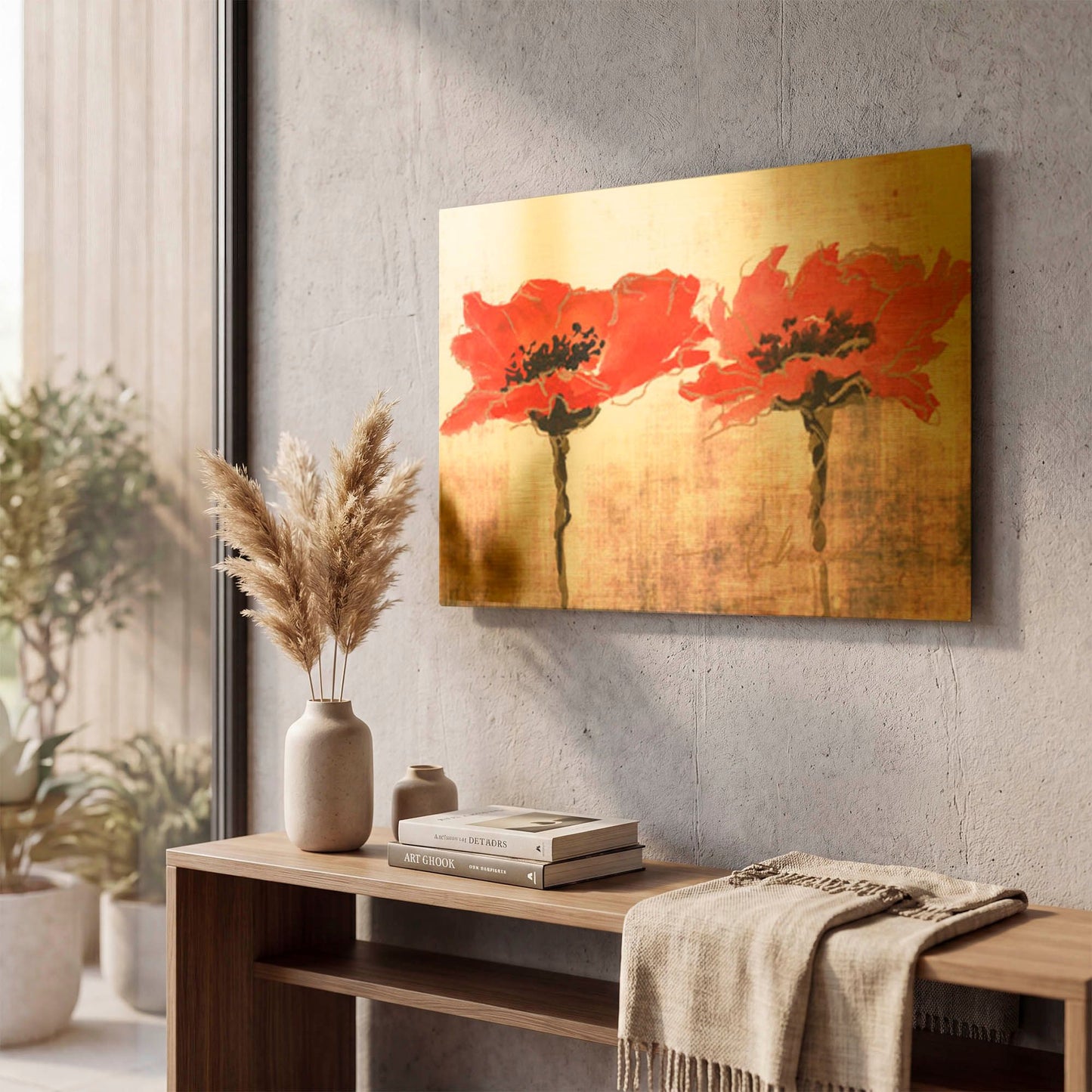 'Vivid Red Poppies V' By Leticia Herrera Gold Metal Wall Art