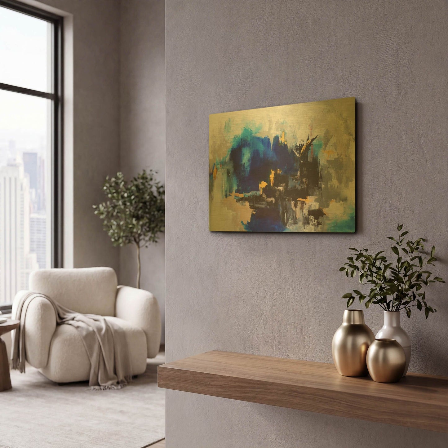 'Mi Cuidad' By Leticia Herrera Gold Metal Wall Art
