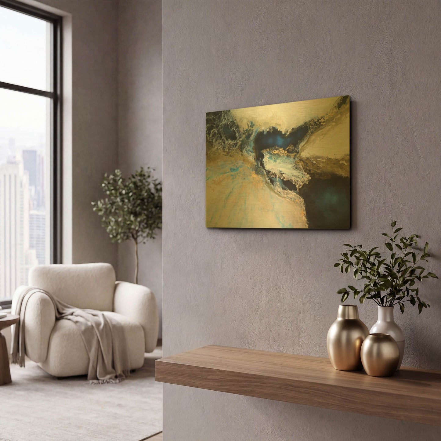 'Los Mares' By Leticia Herrera Gold Metal Wall Art