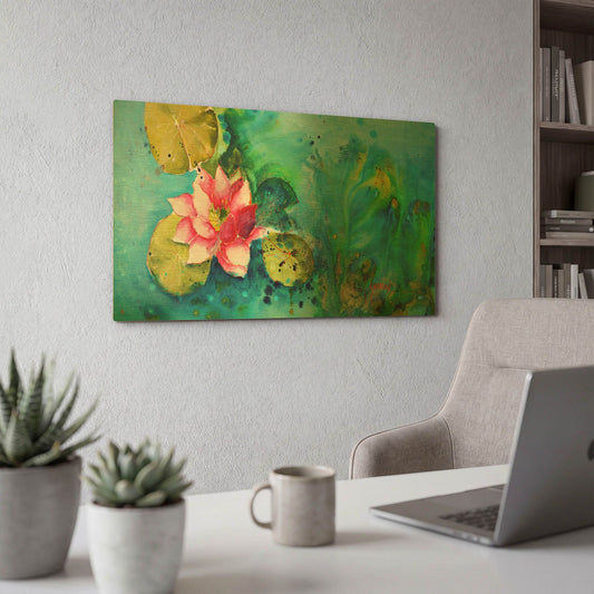 'Horizontal Flores VI' By Leticia Herrera Gold Metal Wall Art