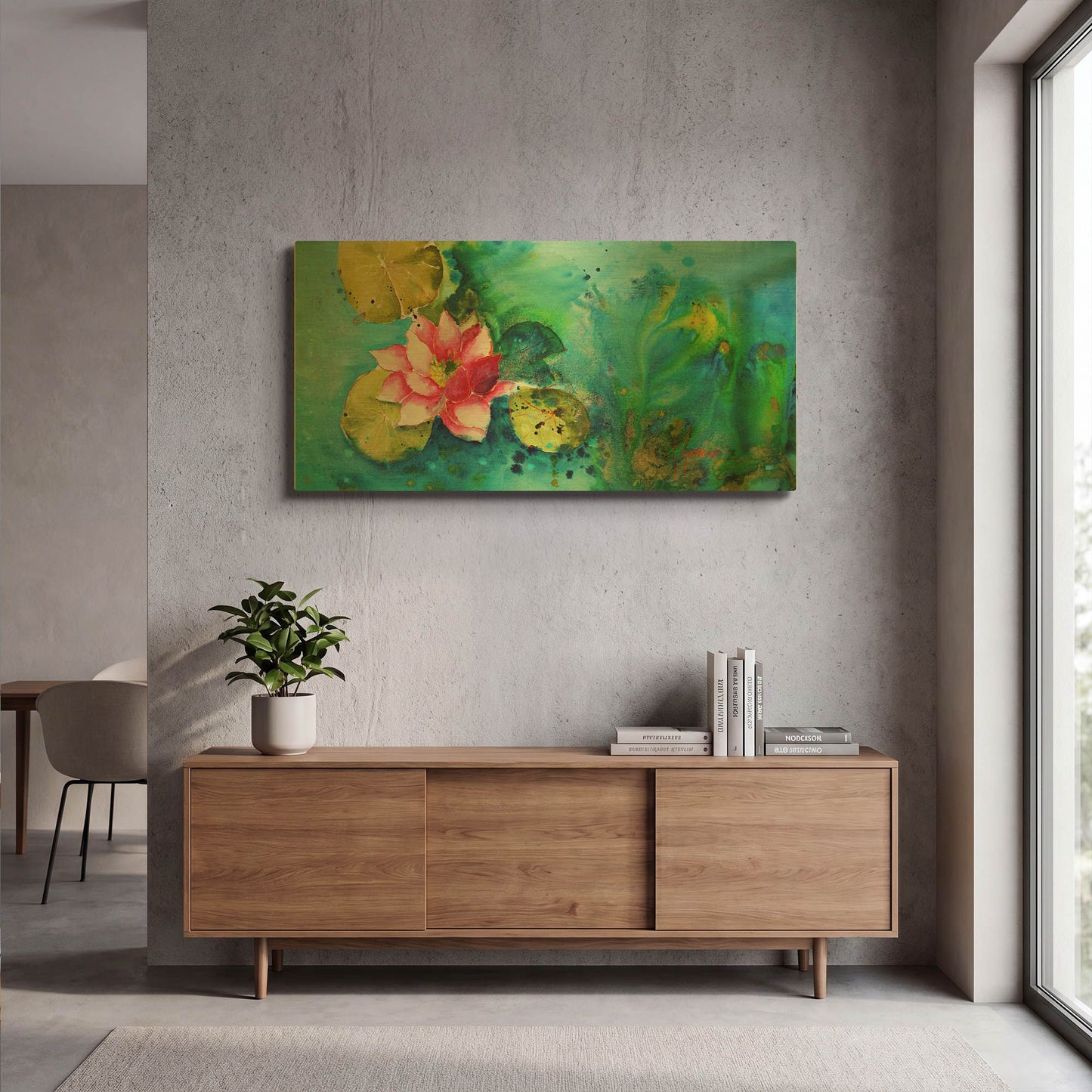 'Horizontal Flores VI' By Leticia Herrera Gold Metal Wall Art