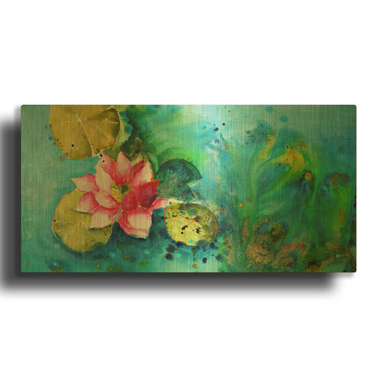 'Horizontal Flores VI' By Leticia Herrera Gold Metal Wall Art