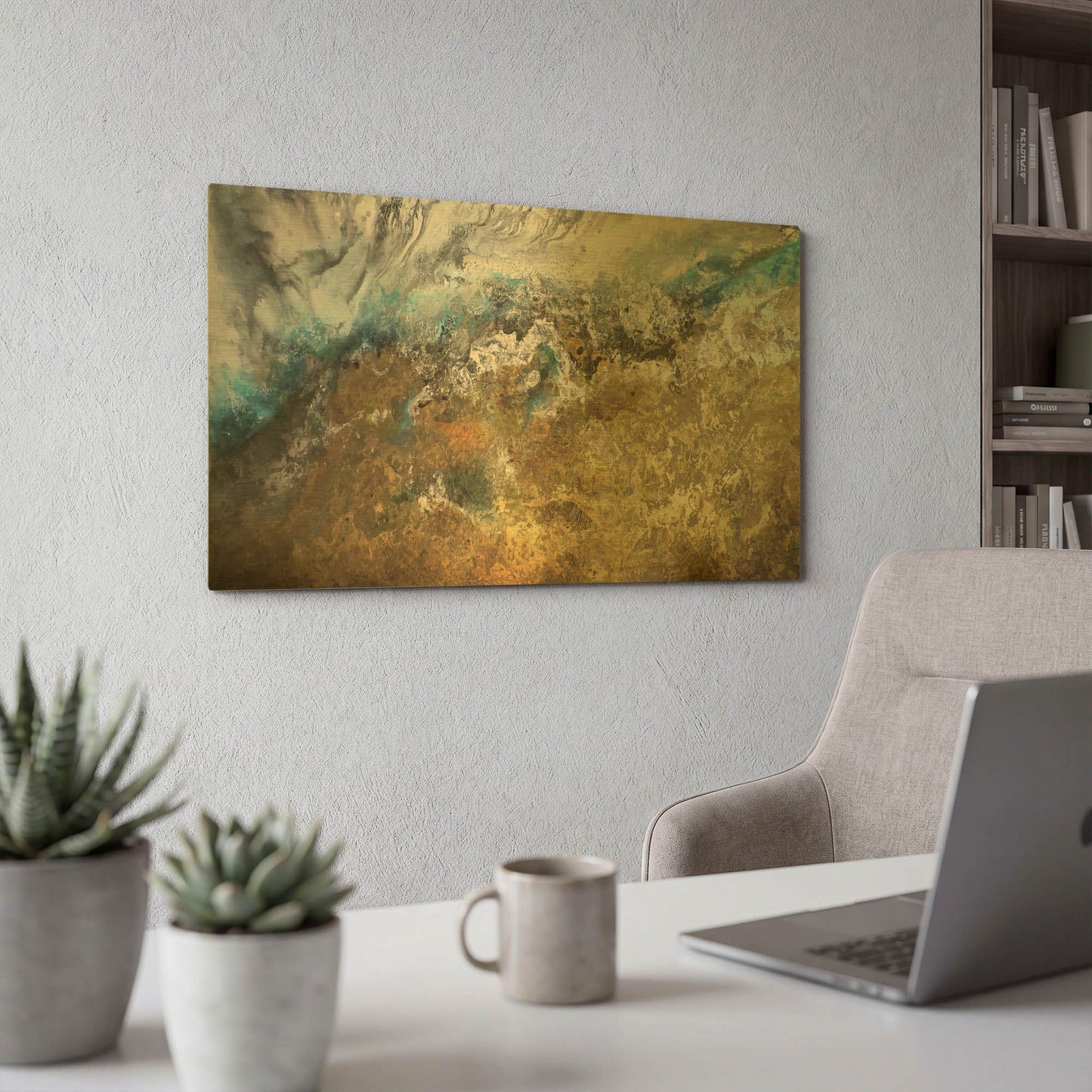 'Metalicos y Texturas II' By Leticia Herrera Gold Metal Wall Art