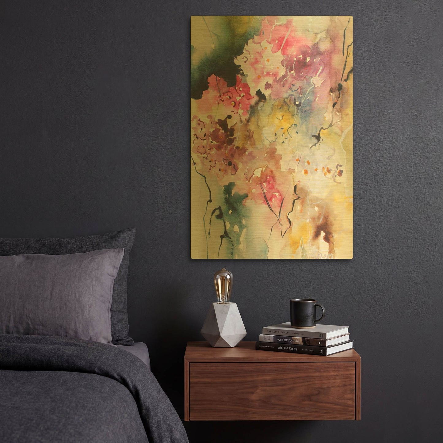 'Blooms Aquas III' By Leticia Herrera Gold Metal Wall Art