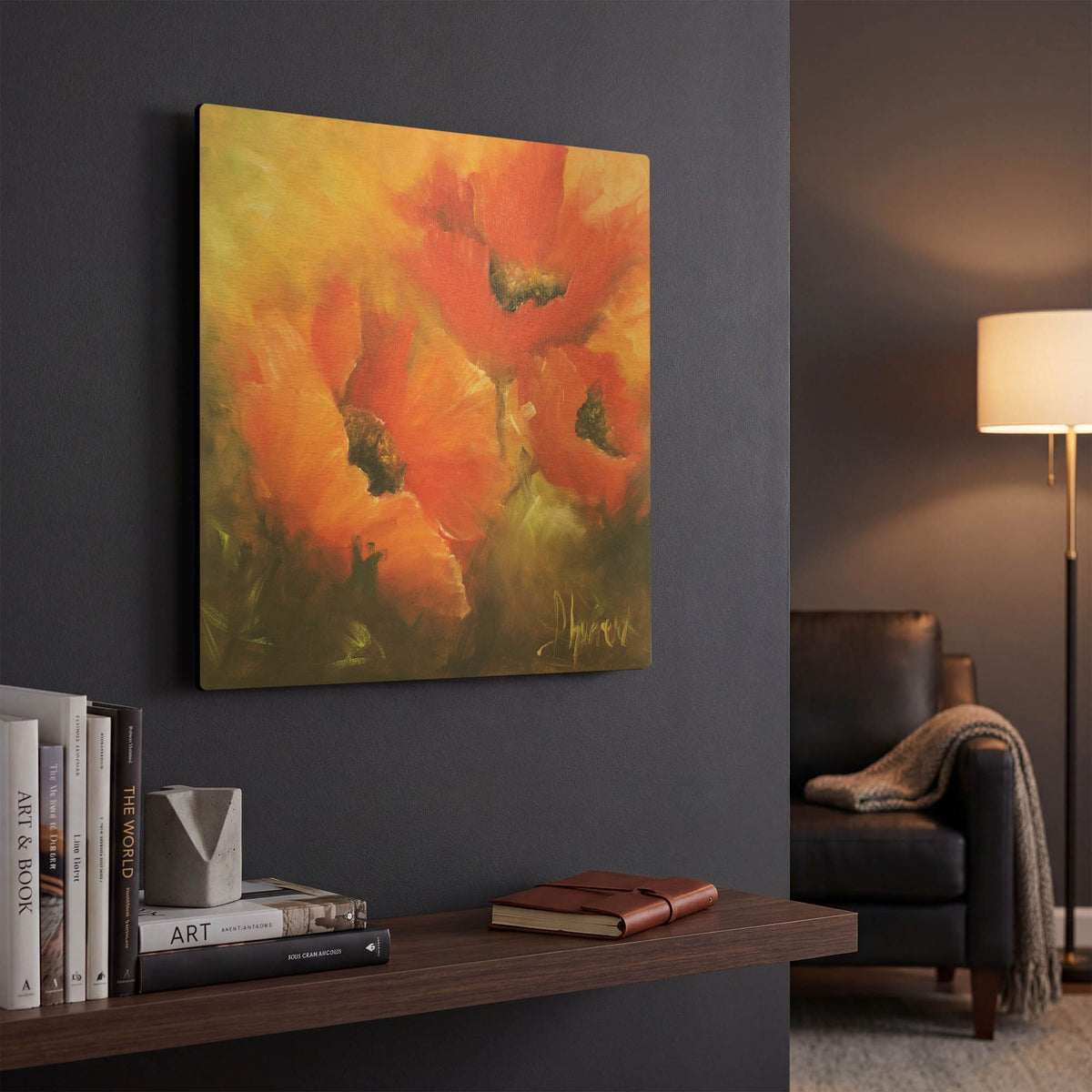 'En Rojos' By Leticia Herrera Gold Metal Wall Art