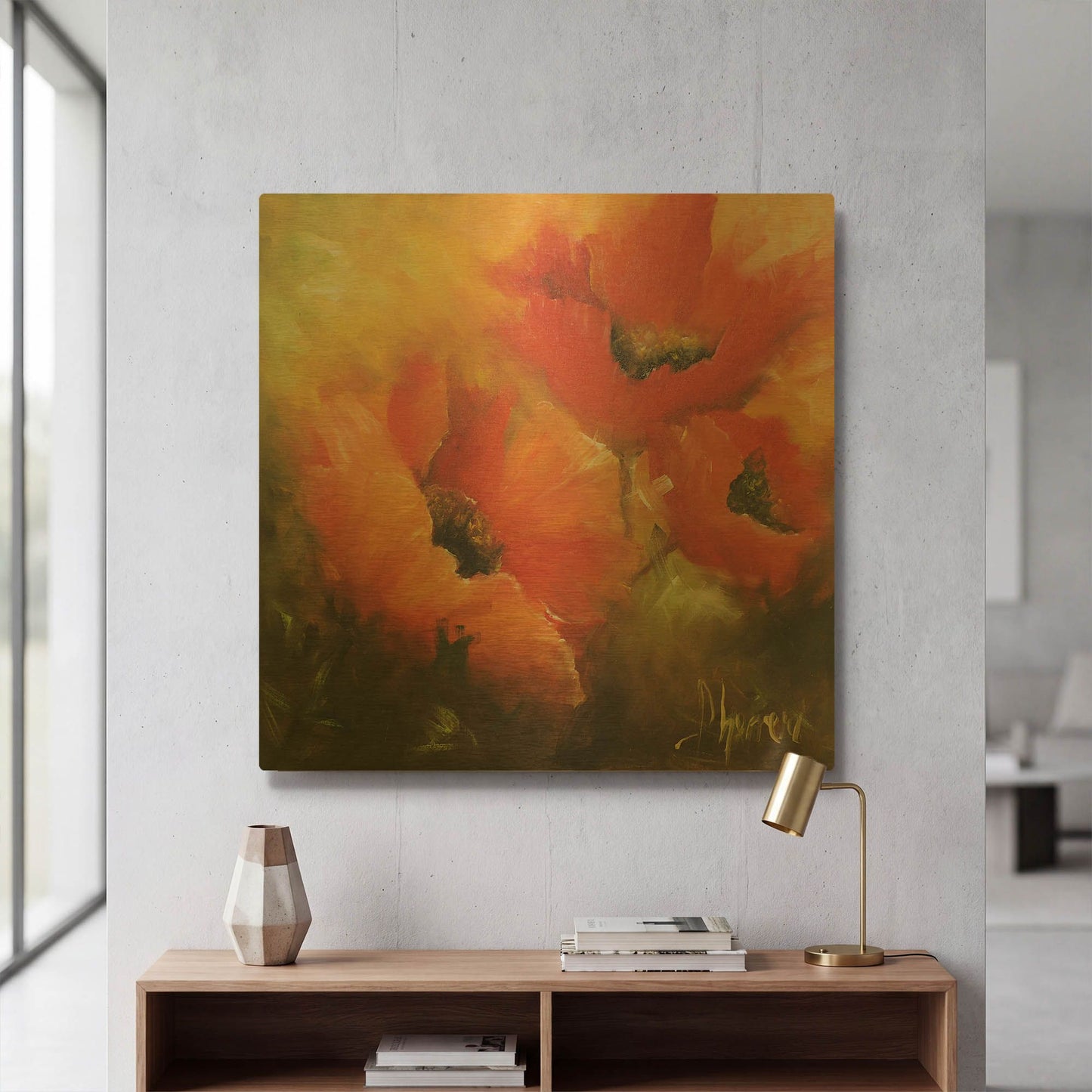 'En Rojos' By Leticia Herrera Gold Metal Wall Art