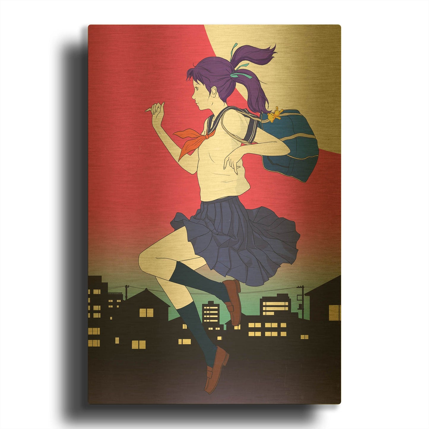 'Machikado Twilight' By Sai Tamiya Gold Metal Wall Art
