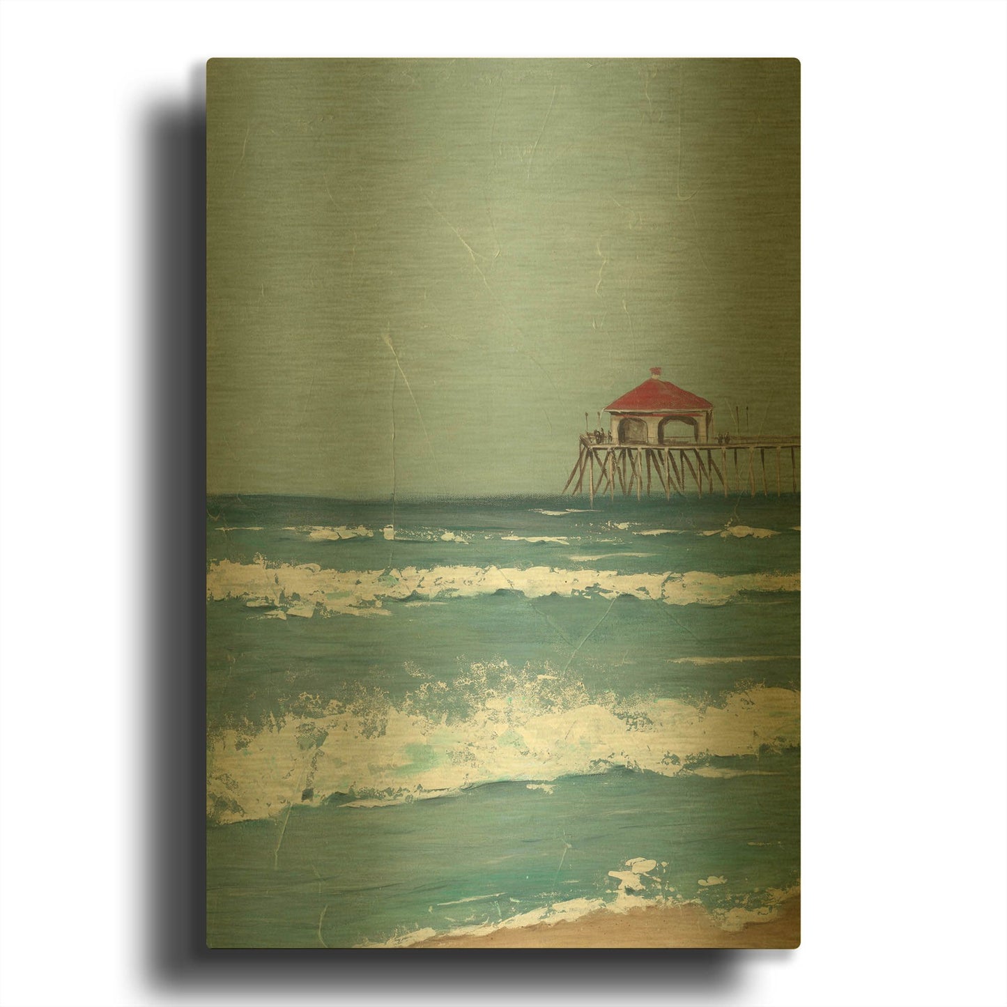 'Fishing Pier Diptych I' By Jade Reynolds Gold Metal Wall Art