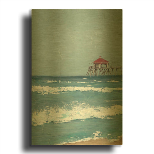 'Fishing Pier Diptych I' By Jade Reynolds Gold Metal Wall Art