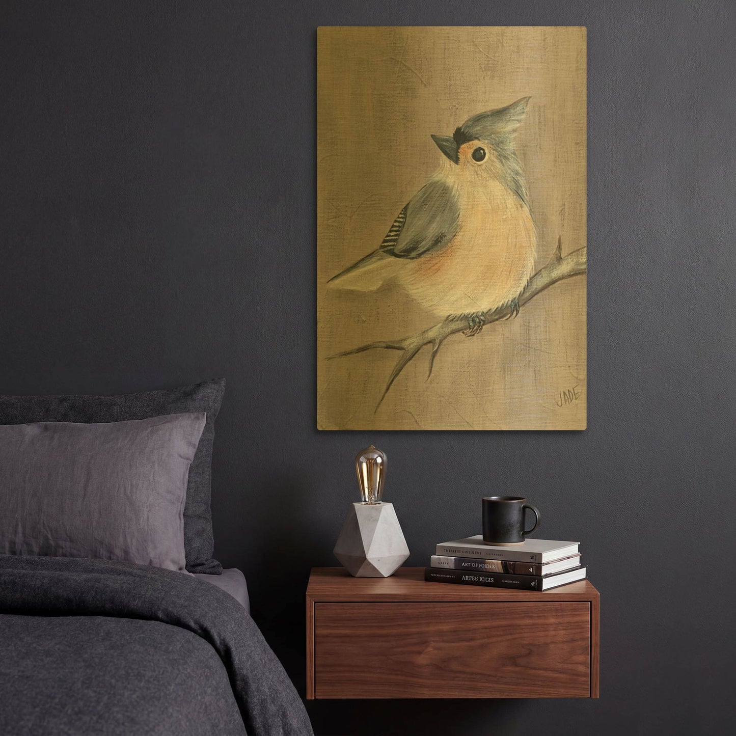 'Winter Bird I' By Jade Reynolds Gold Metal Wall Art