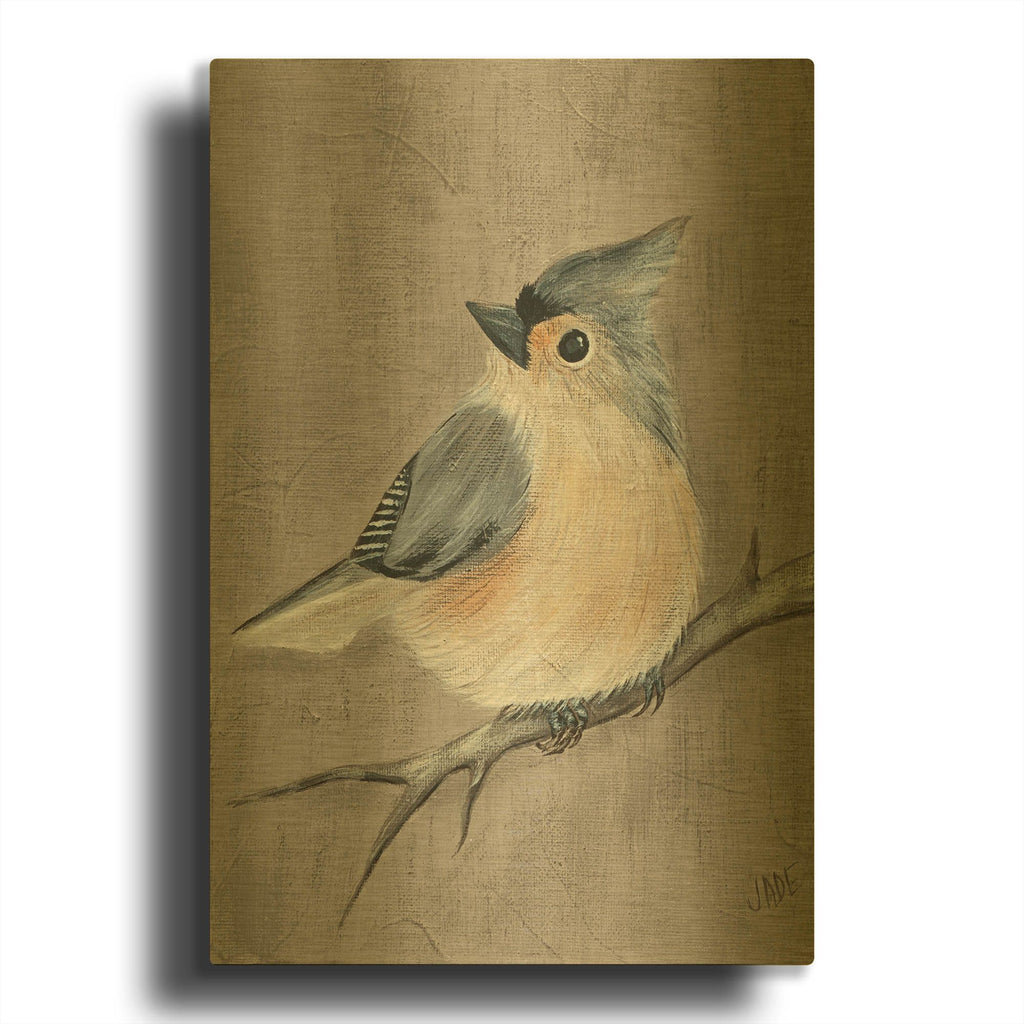 'Winter Bird I' By Jade Reynolds Gold Metal Wall Art
