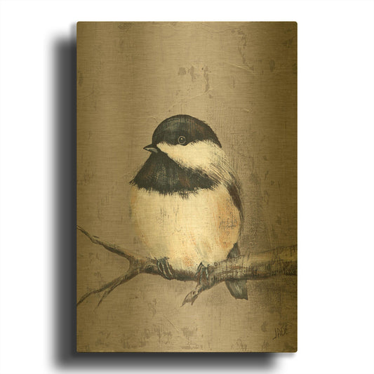 'Winter Bird IV' By Jade Reynolds Gold Metal Wall Art