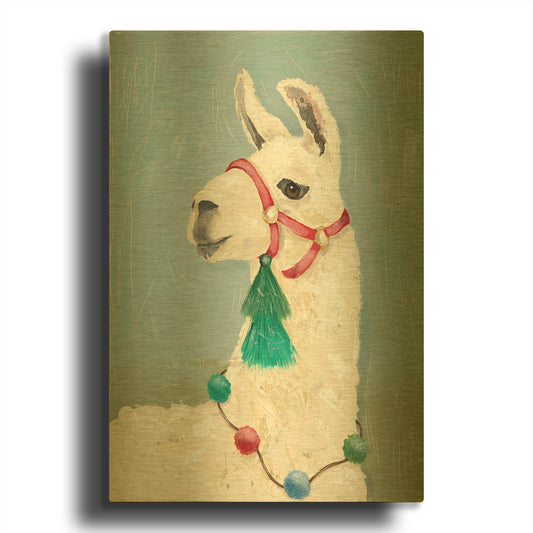 'Painted Llama I' By Jade Reynolds Gold Metal Wall Art