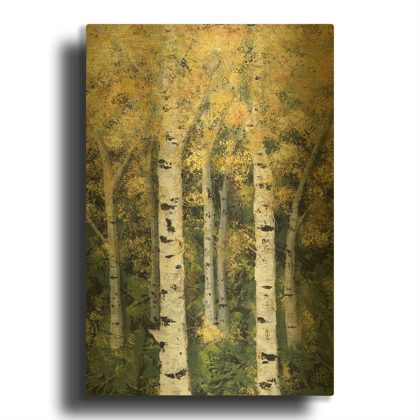 'Birch Treeline II' By Jade Reynolds Gold Metal Wall Art