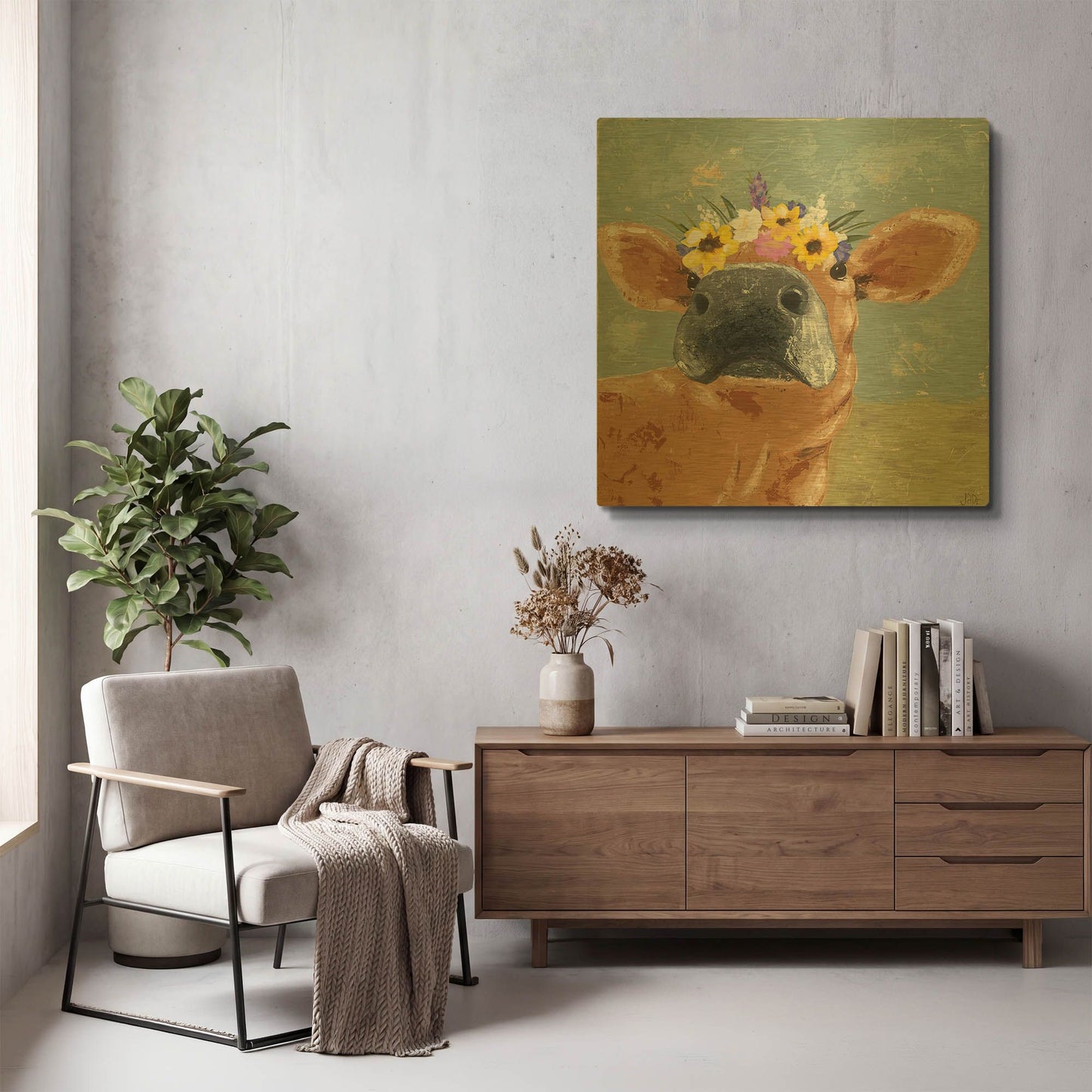 'Farm Fun II' By Jade Reynolds Gold Metal Wall Art