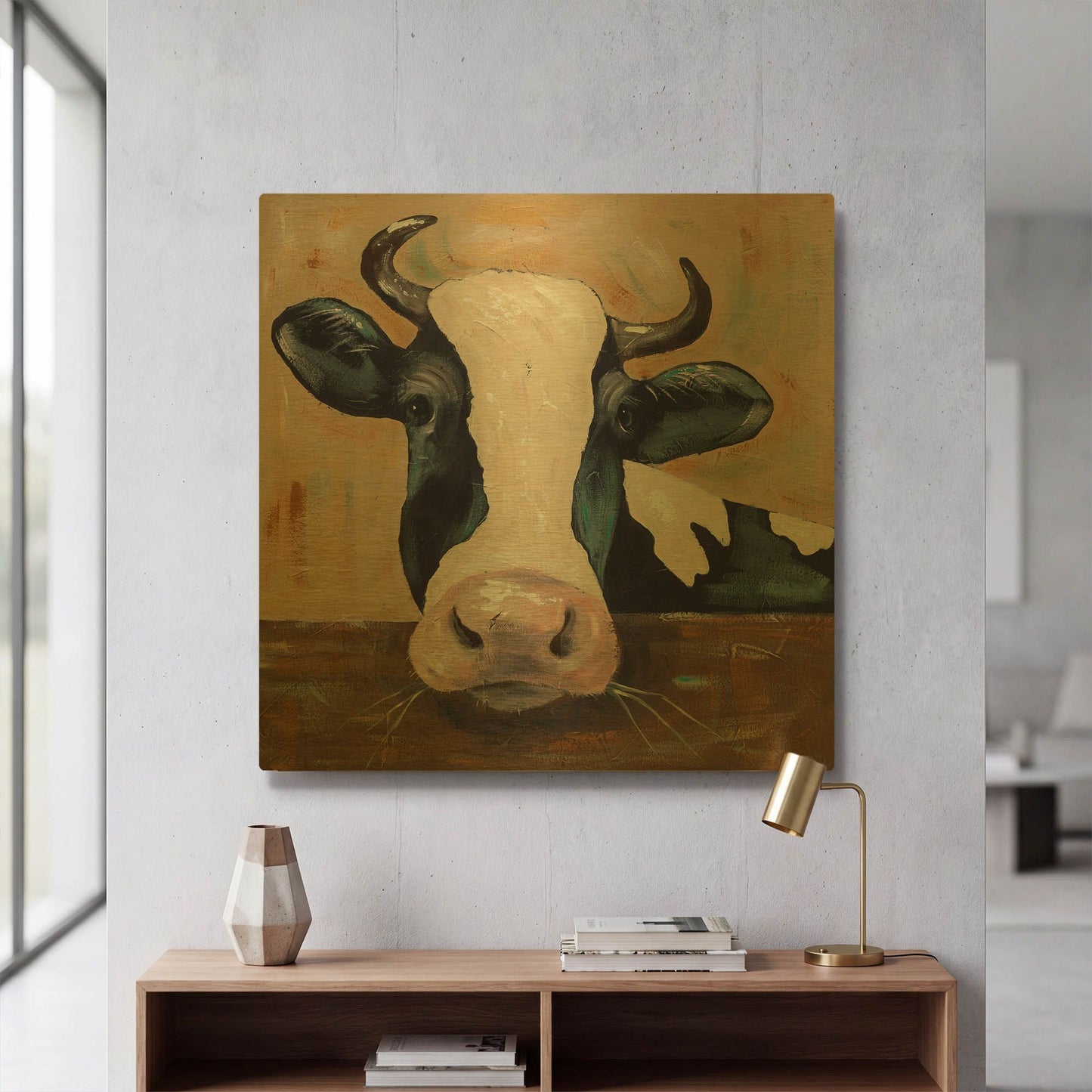 'Farm Life-Gunther' By Jade Reynolds Gold Metal Wall Art