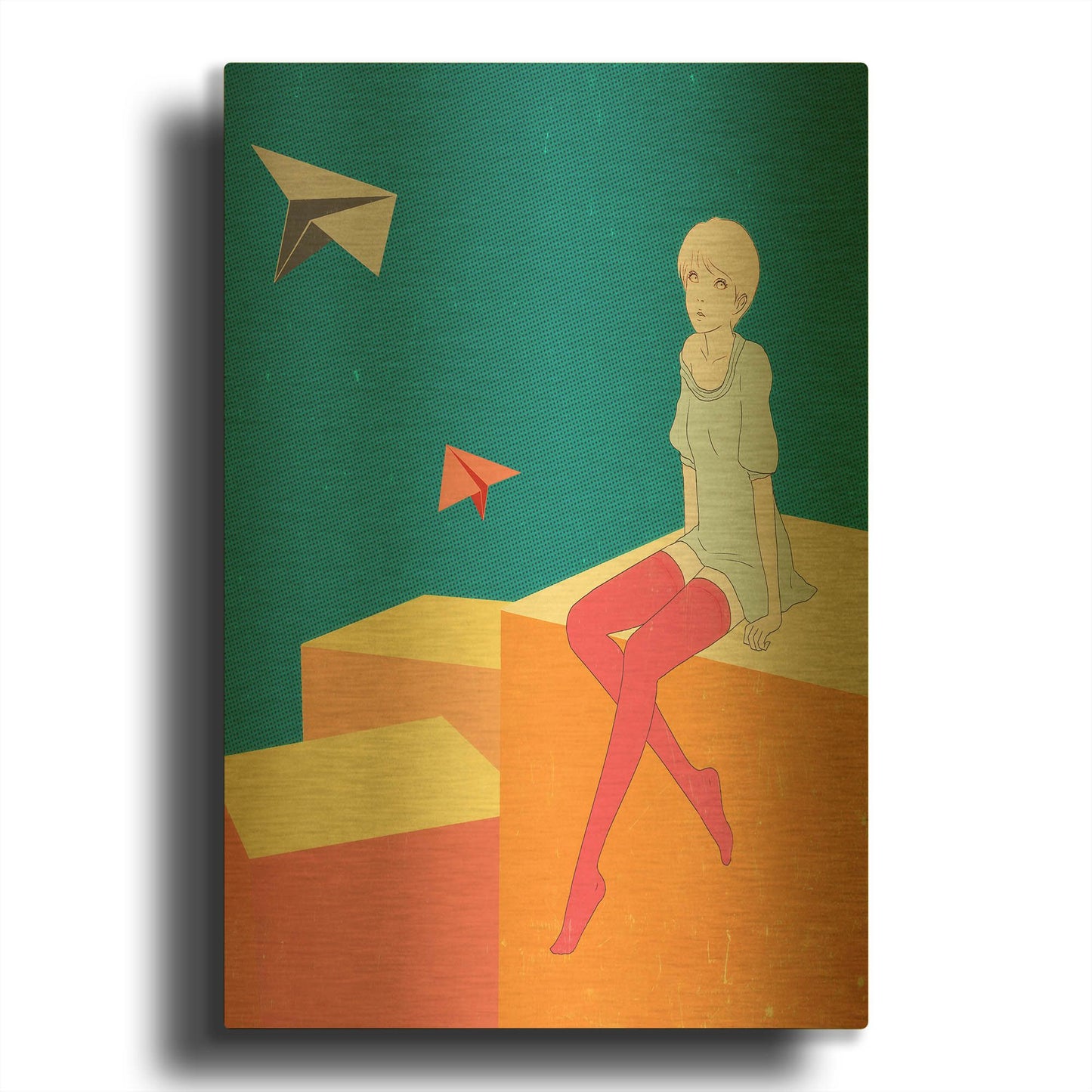 'Paper Airplanes' By Sai Tamiya Gold Metal Wall Art
