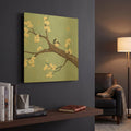 'Chickadee and Dogwood II' By Jade Reynolds Gold Metal Wall Art