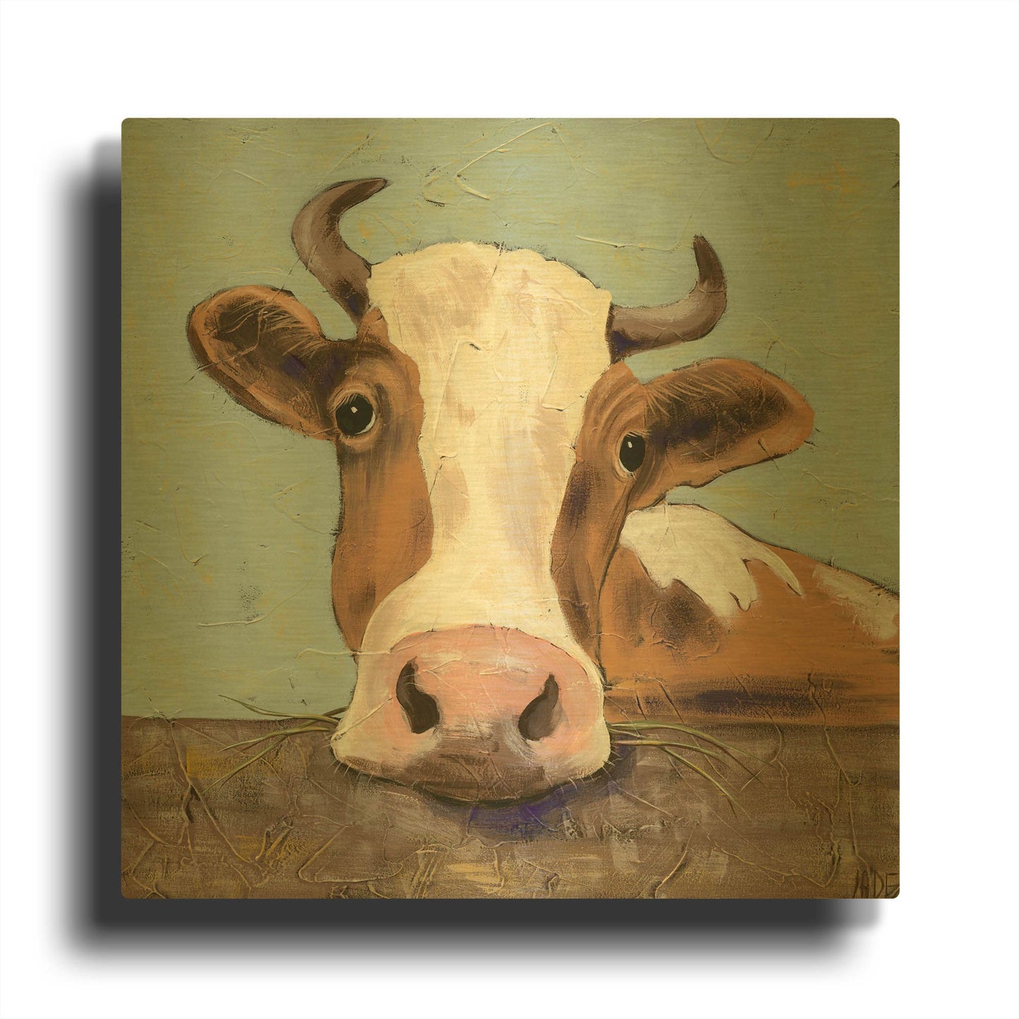 'Bessy Cow' By Jade Reynolds Gold Metal Wall Art