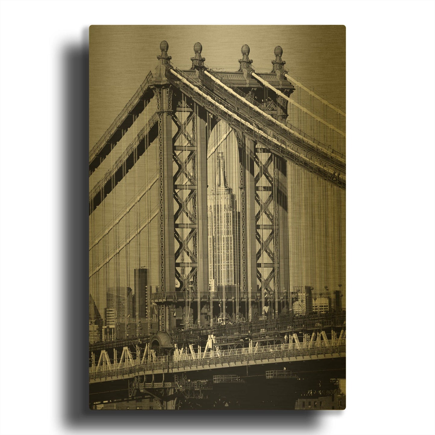 'Bridges of NYC I' By Jeff Pica Gold Metal Wall Art