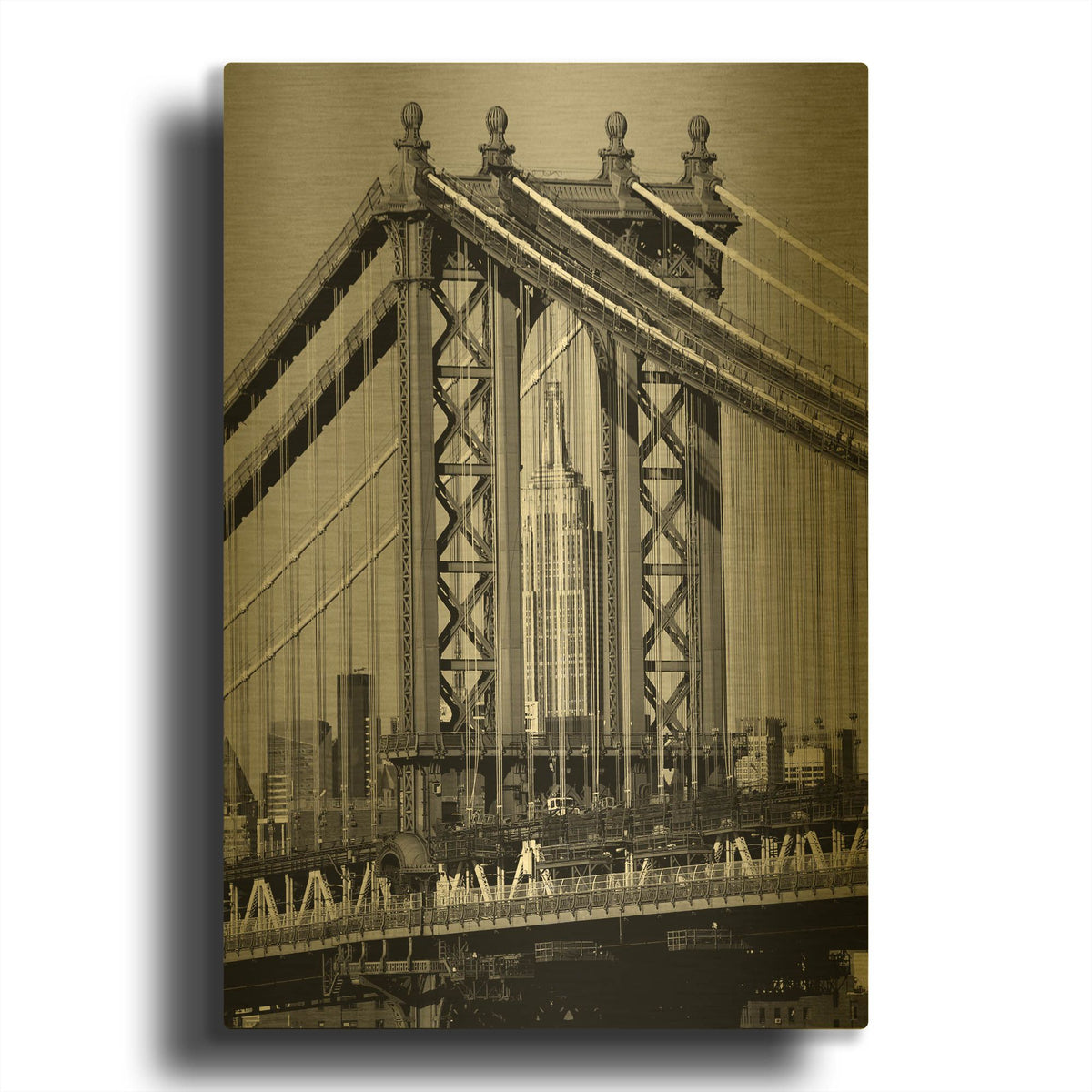 'Bridges of NYC I' By Jeff Pica Gold Metal Wall Art