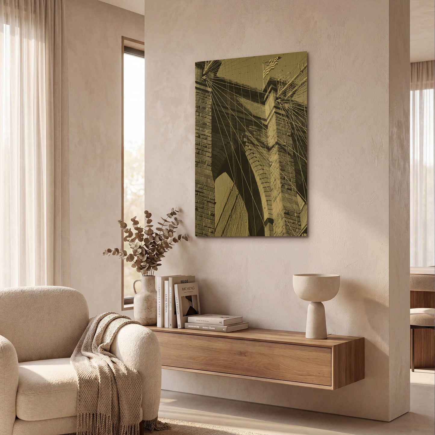 'Bridges of NYC III' By Jeff Pica Gold Metal Wall Art