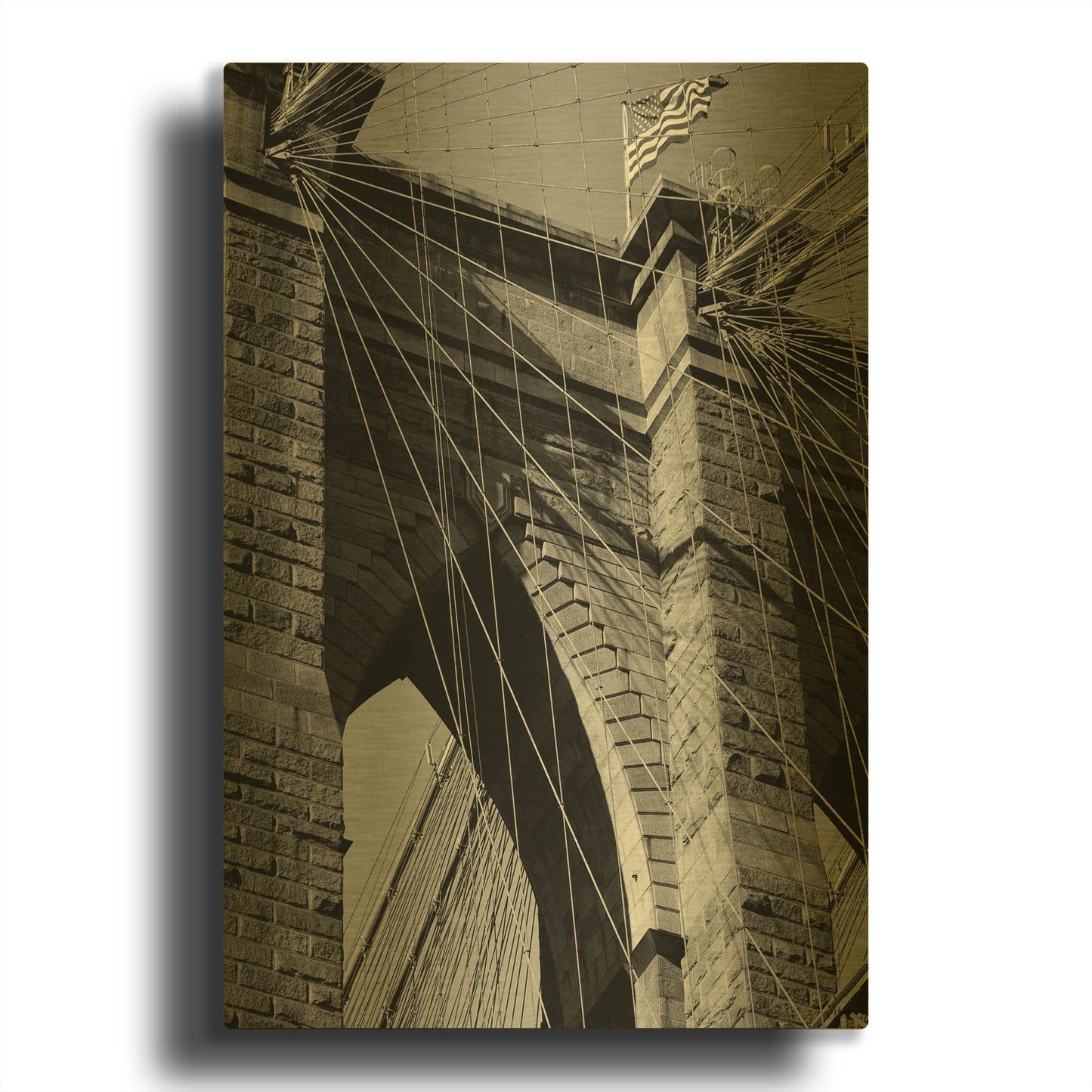 'Bridges of NYC III' By Jeff Pica Gold Metal Wall Art