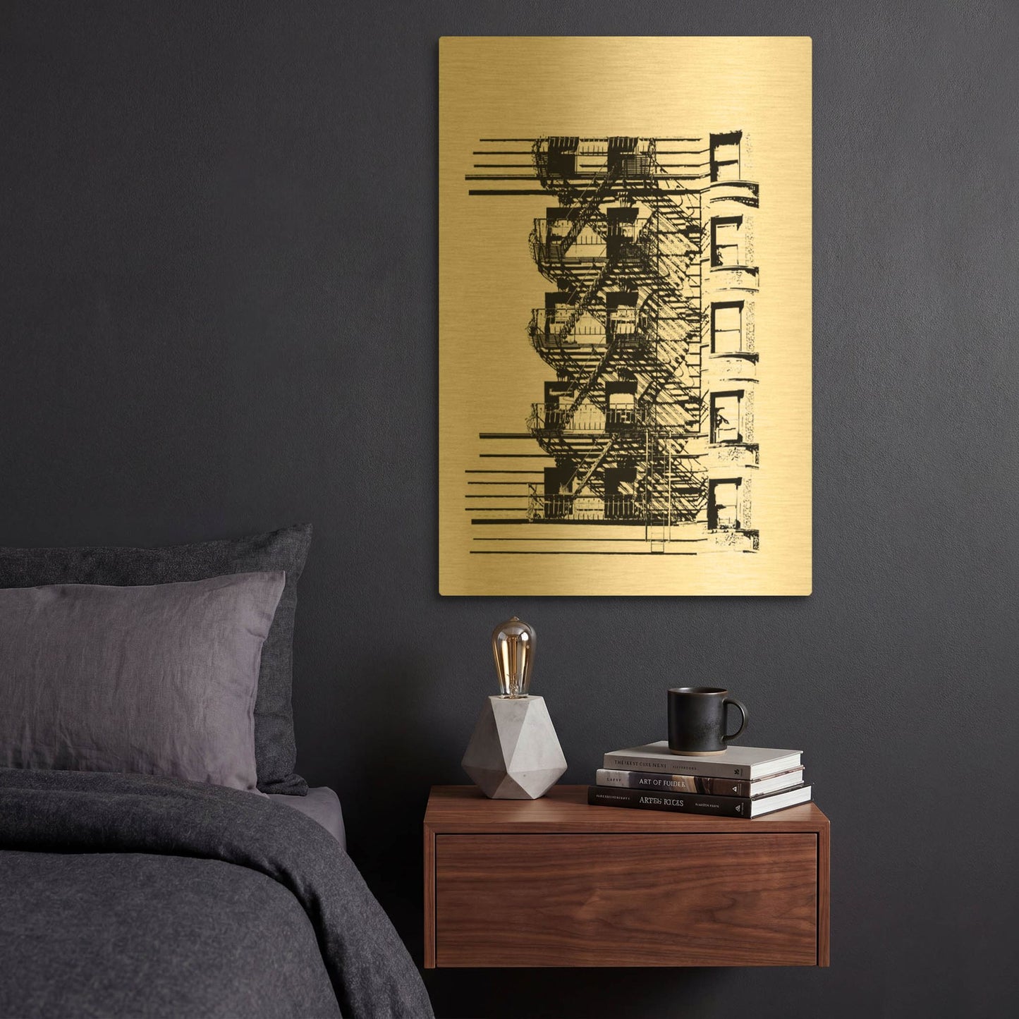 'NYC in Pure BandW XV' By Jeff Pica Gold Metal Wall Art