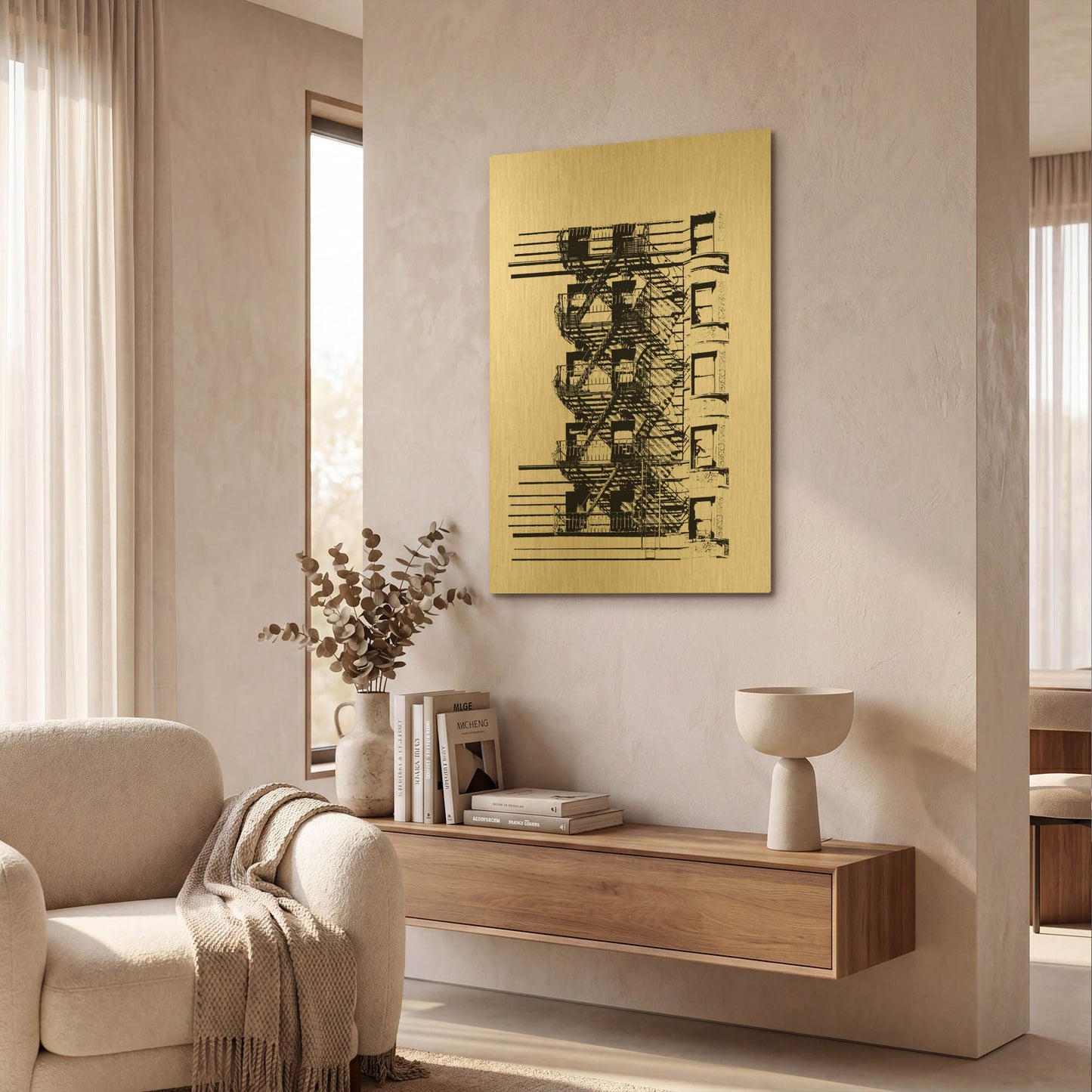 'NYC in Pure BandW XV' By Jeff Pica Gold Metal Wall Art