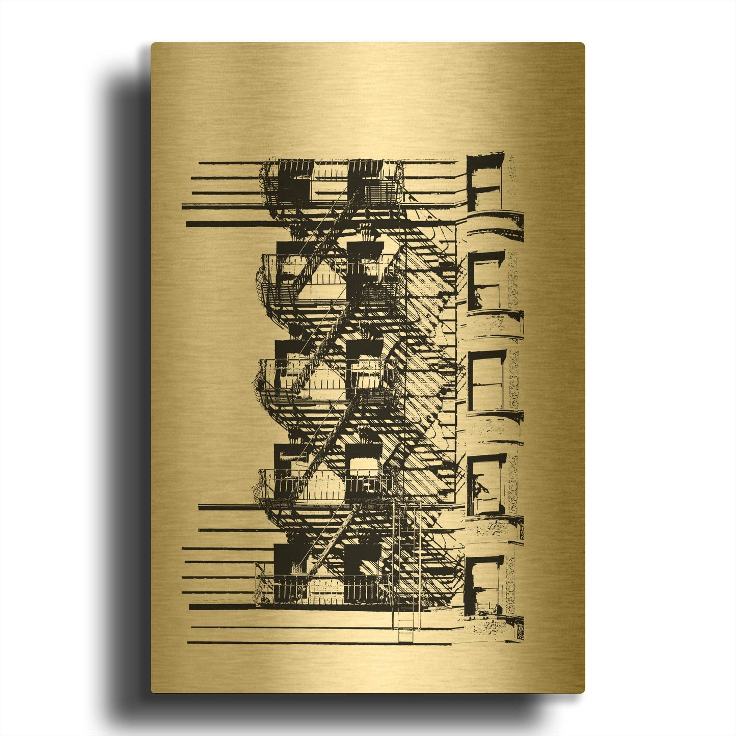 'NYC in Pure BandW XV' By Jeff Pica Gold Metal Wall Art